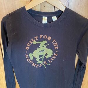 Cotton Mountain Khakis Black Long Sleeve Shirt with Cowboy Graphic